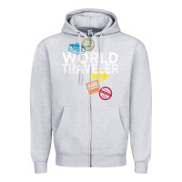 Heather Grey world traveler passport stamp gift shirt for men and women t shirt Zipper Hoodie - trangStudio