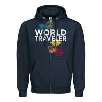 Navy world traveler passport stamp gift shirt for men and women t shirt Zipper Hoodie - trangStudio