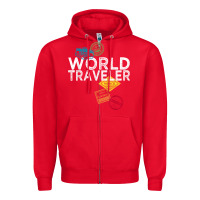 Red world traveler passport stamp gift shirt for men and women t shirt Zipper Hoodie - trangStudio