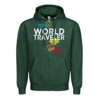 Sports Green world traveler passport stamp gift shirt for men and women t shirt Zipper Hoodie - trangStudio