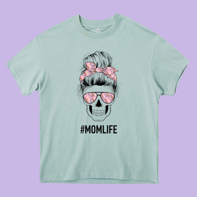Pink Flower Mom Skull Heavy Core Tee Designed By Bettercallsaul