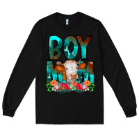 Black Boy Mom Flowers Cow Long Sleeve Tee - CowCowDesign