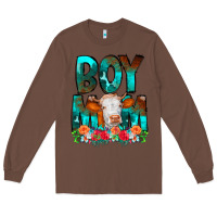 Chestnut Boy Mom Flowers Cow Long Sleeve Tee - CowCowDesign