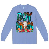 Colony Blue Boy Mom Flowers Cow Long Sleeve Tee - CowCowDesign