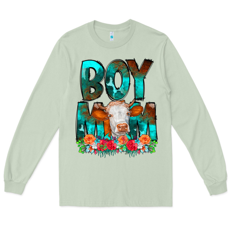 Boy Mom Flowers Cow Long Sleeve Tee by CowCowDesign | Teevron