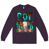 Plum Boy Mom Flowers Cow Long Sleeve Tee - CowCowDesign