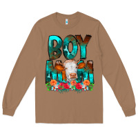 Toasted Coconut Boy Mom Flowers Cow Long Sleeve Tee - CowCowDesign