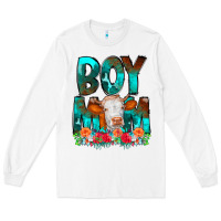 White Boy Mom Flowers Cow Long Sleeve Tee - CowCowDesign