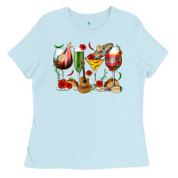 Baby Blue Mexico Wine Glasses Ladies Tee - texasbilliewilder