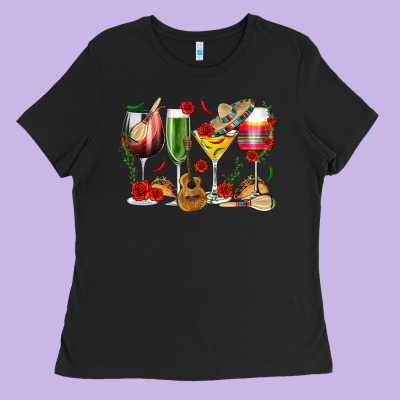 Mexico Wine Glasses Ladies Tee Designed By Texasbilliewilder
