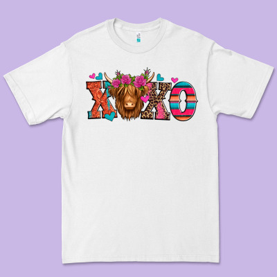 Xoxo Valentine's Day Highland Cow Premium Tee Designed By Jasminsmagicworld