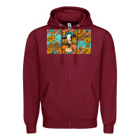 Burgundy Fall cow Zipper Hoodie - Artiststas