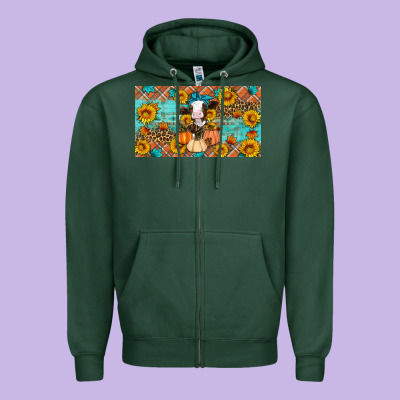 Fall Cow Zipper Hoodie Designed By Artiststas