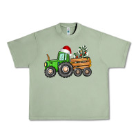 Oil Green christmas tractor Urban Heavy Tee - CowGirlArtShop
