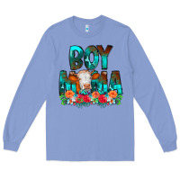 Colony Blue Boy Mama Flowers Cow Long Sleeve Tee - CowCowDesign