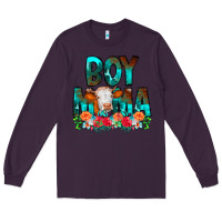 Plum Boy Mama Flowers Cow Long Sleeve Tee - CowCowDesign