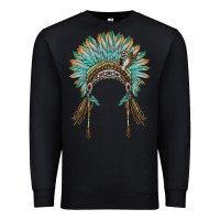 Black native american headdress turquise Premium Sweatshirt - BarkalooDesign