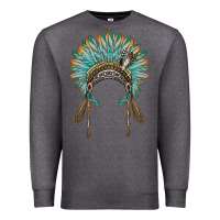 Charcoal Heather native american headdress turquise Premium Sweatshirt - BarkalooDesign