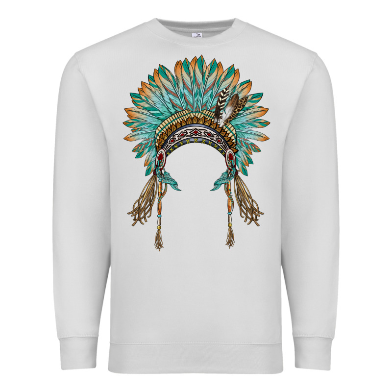 Native American Headdress Turquise Premium Sweatshirt by BarkalooDesign | Teevron