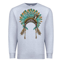 Heather Grey native american headdress turquise Premium Sweatshirt - BarkalooDesign