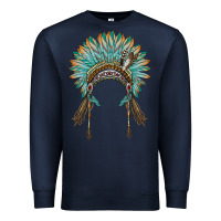 Navy native american headdress turquise Premium Sweatshirt - BarkalooDesign