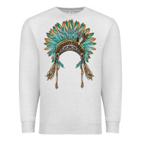 Oatmeal Heather native american headdress turquise Premium Sweatshirt - BarkalooDesign