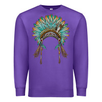 Purple native american headdress turquise Premium Sweatshirt - BarkalooDesign