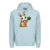 Blue Mist Happy Easter With Bunny And Carrot Premium Hoodie - RanaPortraitStore