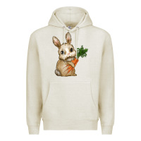 Oatmeal Heather Happy Easter With Bunny And Carrot Premium Hoodie - RanaPortraitStore