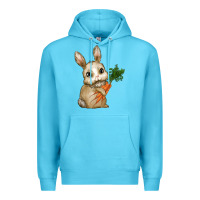Ocean Blue Happy Easter With Bunny And Carrot Premium Hoodie - RanaPortraitStore