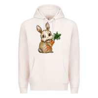 Pale Pink Happy Easter With Bunny And Carrot Premium Hoodie - RanaPortraitStore
