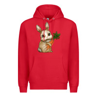 Red Happy Easter With Bunny And Carrot Premium Hoodie - RanaPortraitStore