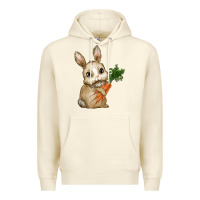 Sandshell Happy Easter With Bunny And Carrot Premium Hoodie - RanaPortraitStore
