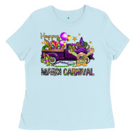 Baby Blue Happy Mardi Carnival with truck Ladies Tee - NancyCooperArtShop