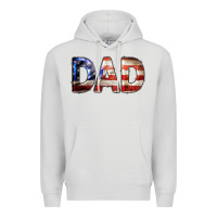 Dove Grey American Flag Dad 4th of July Premium Hoodie - LillyAllenDesigns