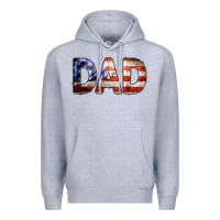 Heather Grey American Flag Dad 4th of July Premium Hoodie - LillyAllenDesigns