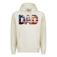 Oatmeal Heather American Flag Dad 4th of July Premium Hoodie - LillyAllenDesigns