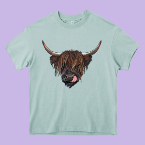 Black Highland Cow Heavy Core Tee Designed By Ranaportraitstore