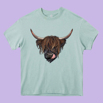 Black Highland Cow Heavy Core Tee Designed By Ranaportraitstore