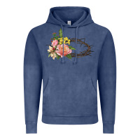 Vintage Denim Crown of thorns floral Easter Vintage Hoodie - CowGirlArtShop