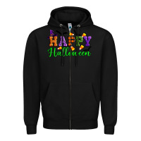 Black Happy halloween Zipper Hoodie - Artiststas
