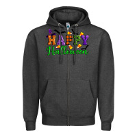 Charcoal Heather Happy halloween Zipper Hoodie - Artiststas
