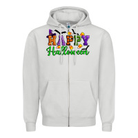 Dove Grey Happy halloween Zipper Hoodie - Artiststas