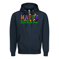 Navy Happy halloween Zipper Hoodie - Artiststas
