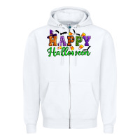 White Happy halloween Zipper Hoodie - Artiststas