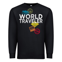 Black world traveler passport stamp gift shirt for men and women t shirt Premium Sweatshirt - trangStudio