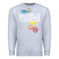 Heather Grey world traveler passport stamp gift shirt for men and women t shirt Premium Sweatshirt - trangStudio