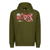 Army Green Nurse Valentine Premium Hoodie - CowhideDigitalArt