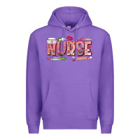 Purple Nurse Valentine Premium Hoodie - CowhideDigitalArt
