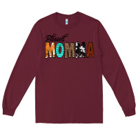 Burgundy Blessed Momma Long Sleeve Tee - CowCowDesign